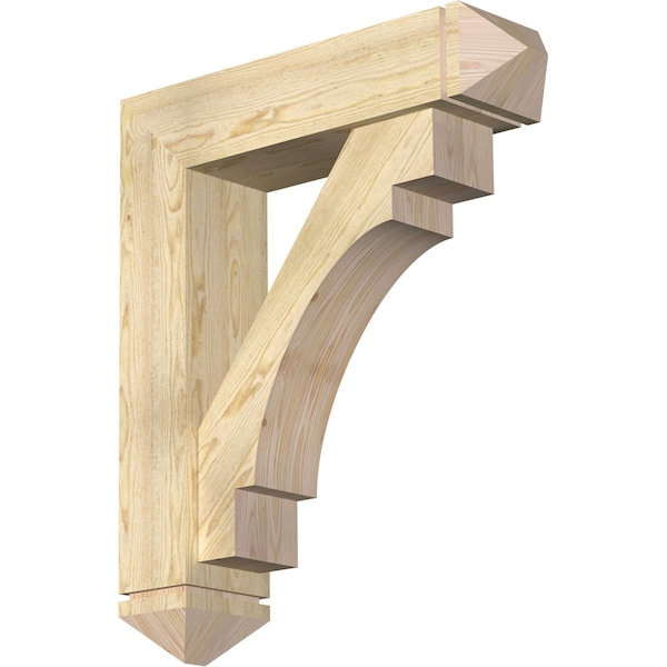 Ekena Millwork Merced Arts and Crafts Rough Sawn Bracket w/ Offset Brace, Douglas Fir, 8"W x 32"D x 38"H BKT0806X32X38MRC03RDF - main